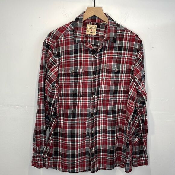 Red Head Brand Co. Men’s Plaid Red Long Sleeve Button Down Flannel Shirt Size XL - Picture 1 of 12